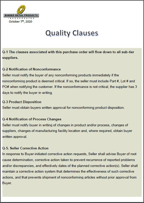 Quality Clauses